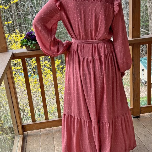 🌼English Factory Smocked Swiss Dot Maxi Dress - Picture 15 of 16